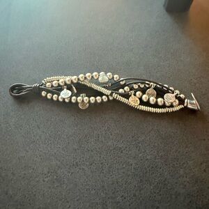 UNOde50 Silver and Leather Charm Bracelet